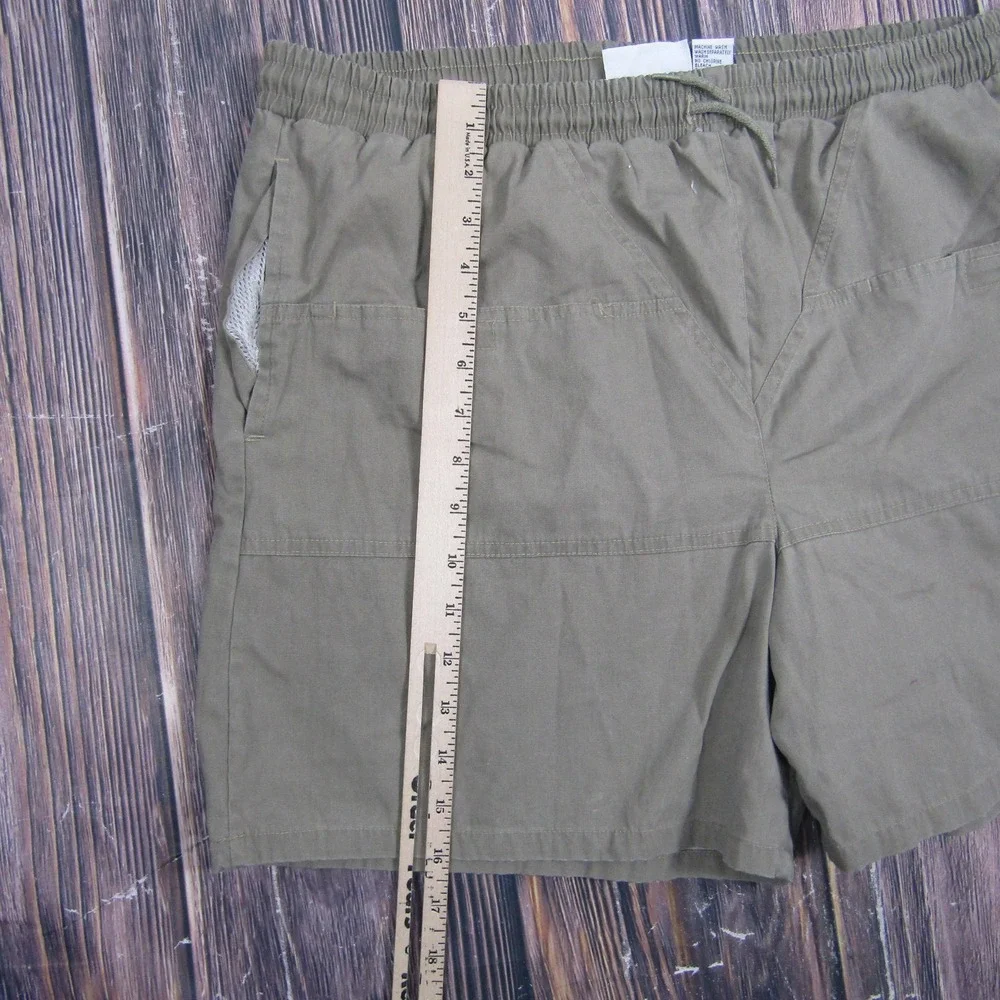 Pacific Scene Mens Large Green Lined Chino Shorts Drawstring Beach Walk‎ Summer